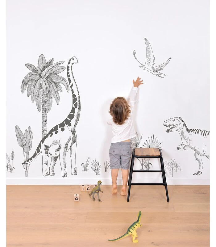 Muursticker Kinderkamer - Dinosaurus En Palmboom 4 Muursticker Kinderkamer - Dinosaurus En Palmboom - Afbeelding 2
