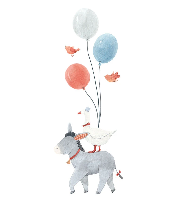 GENTLE FRIENDS Muursticker Kinderkamer - Ezel En Ballonnens 45x118cm 3 GENTLE FRIENDS Muursticker Kinderkamer - Ezel En Ballonnens 45x118cm