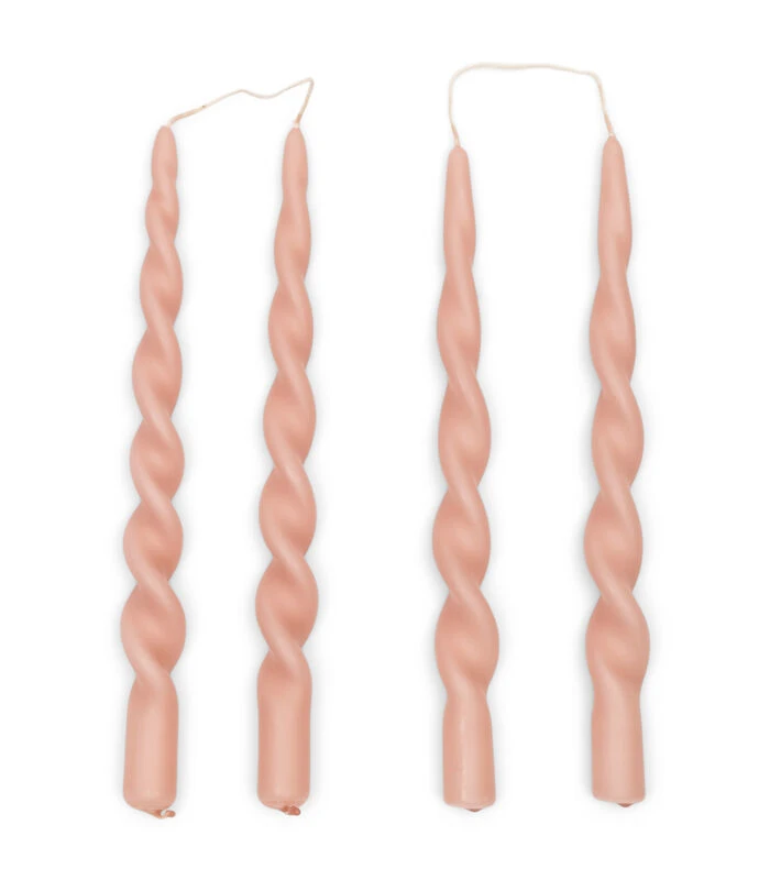 Gedraaide Dinerkaars, Set, Swirl Kaarsen - Twisted Candles - Roze 3 Gedraaide Dinerkaars, Set, Swirl Kaarsen - Twisted Candles - Roze