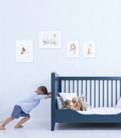 GENTLE FRIENDS Set Van 4 Kinderposter - Konijn Beer Vos Luchtballonnen -INNO WINKEL 4de47b118d5b4262afe1b9d837bfa14d