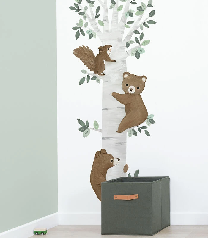 KHARU Muursticker Kinderkamer - Beren Klimmen In De Boom 49x127cm 4 KHARU Muursticker Kinderkamer - Beren Klimmen In De Boom 49x127cm - Afbeelding 2