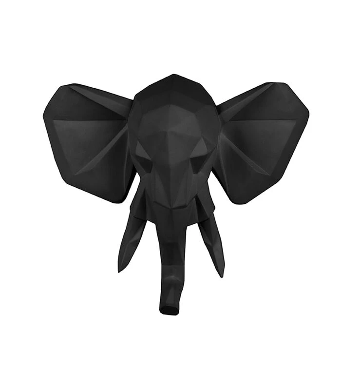 PRESENT TIME Wandhanger Origami Elephant - Polyresin Mat Zwart - 45x39,5x14cm 4 PRESENT TIME Wandhanger Origami Elephant - Polyresin Mat Zwart - 45x39,5x14cm - Afbeelding 2
