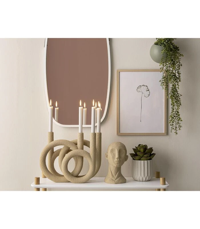 PRESENT TIME Kandelaar Rings - Polyresin - Zandbruin - 38x14,5x30cm 4 PRESENT TIME Kandelaar Rings - Polyresin - Zandbruin - 38x14,5x30cm - Afbeelding 2