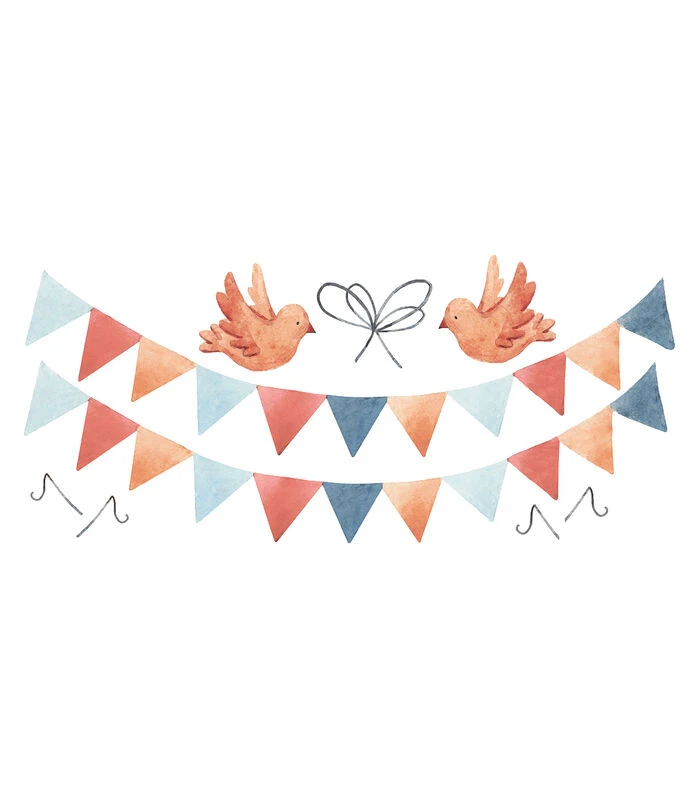 GENTLE FRIENDS Muursticker Kinderkamer - Wimpel En Vogelslinger 55x25cm 3 GENTLE FRIENDS Muursticker Kinderkamer - Wimpel En Vogelslinger 55x25cm