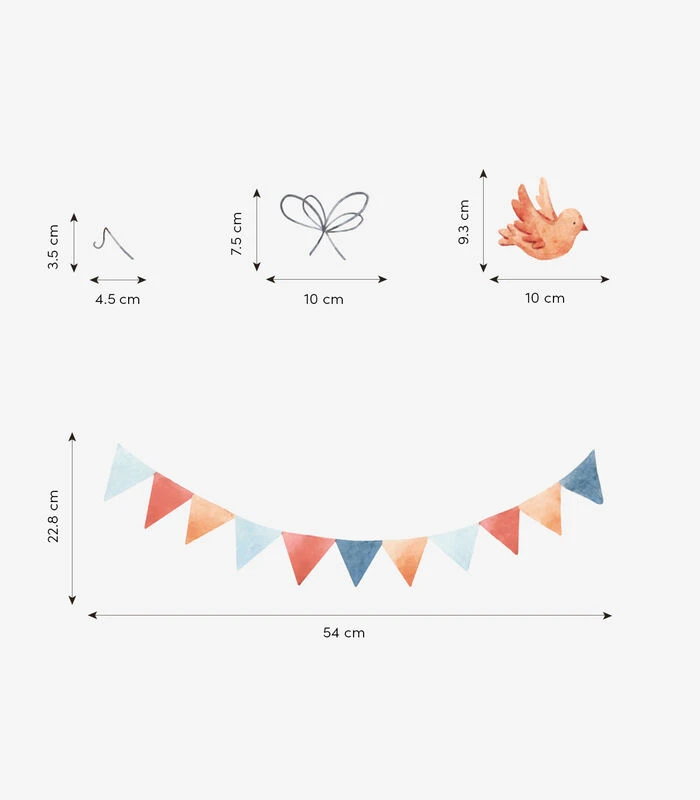 GENTLE FRIENDS Muursticker Kinderkamer - Wimpel En Vogelslinger 55x25cm 5 GENTLE FRIENDS Muursticker Kinderkamer - Wimpel En Vogelslinger 55x25cm - Afbeelding 3