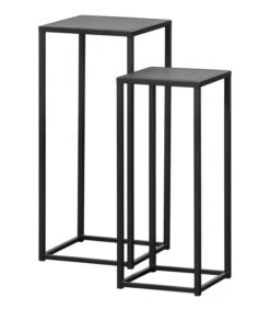WOOOD Saul Plantentafels - Metaal - Zwart - Set Van 2