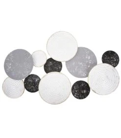 PRESENT TIME Muurkunst Circles - Zwart, Grijs En Wit - Large - 73x47,5x5,5cm